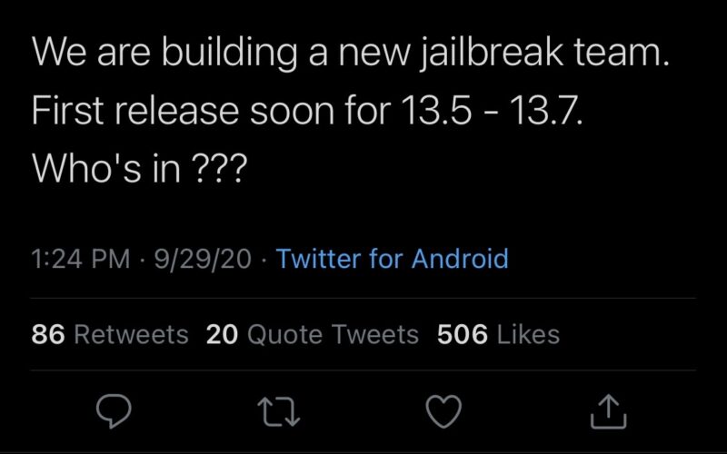 Un nuovo Tweet indica che presto potrebbe arrivare un jailbreak di iOS 13.7