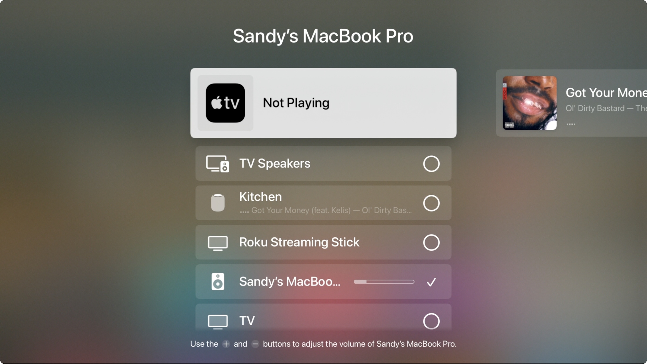 Apple TV Seleziona dispositivo AirPlay