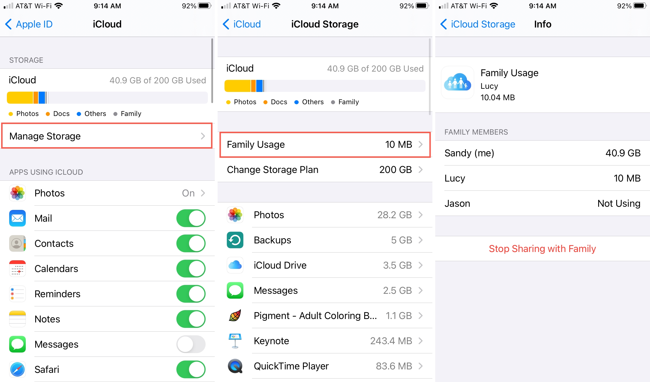 iCloud Gestisci lo spazio di archiviazione per l'utilizzo in famiglia su iPhone