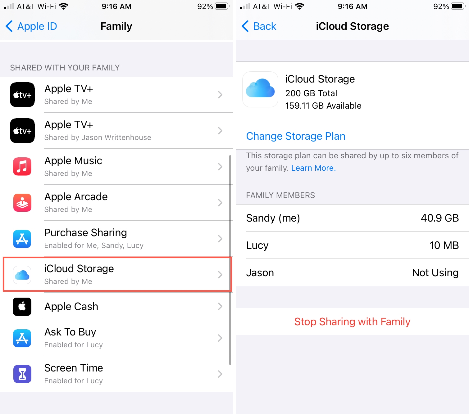Utilizzo dell'archiviazione iCloud per la famiglia su iPhone