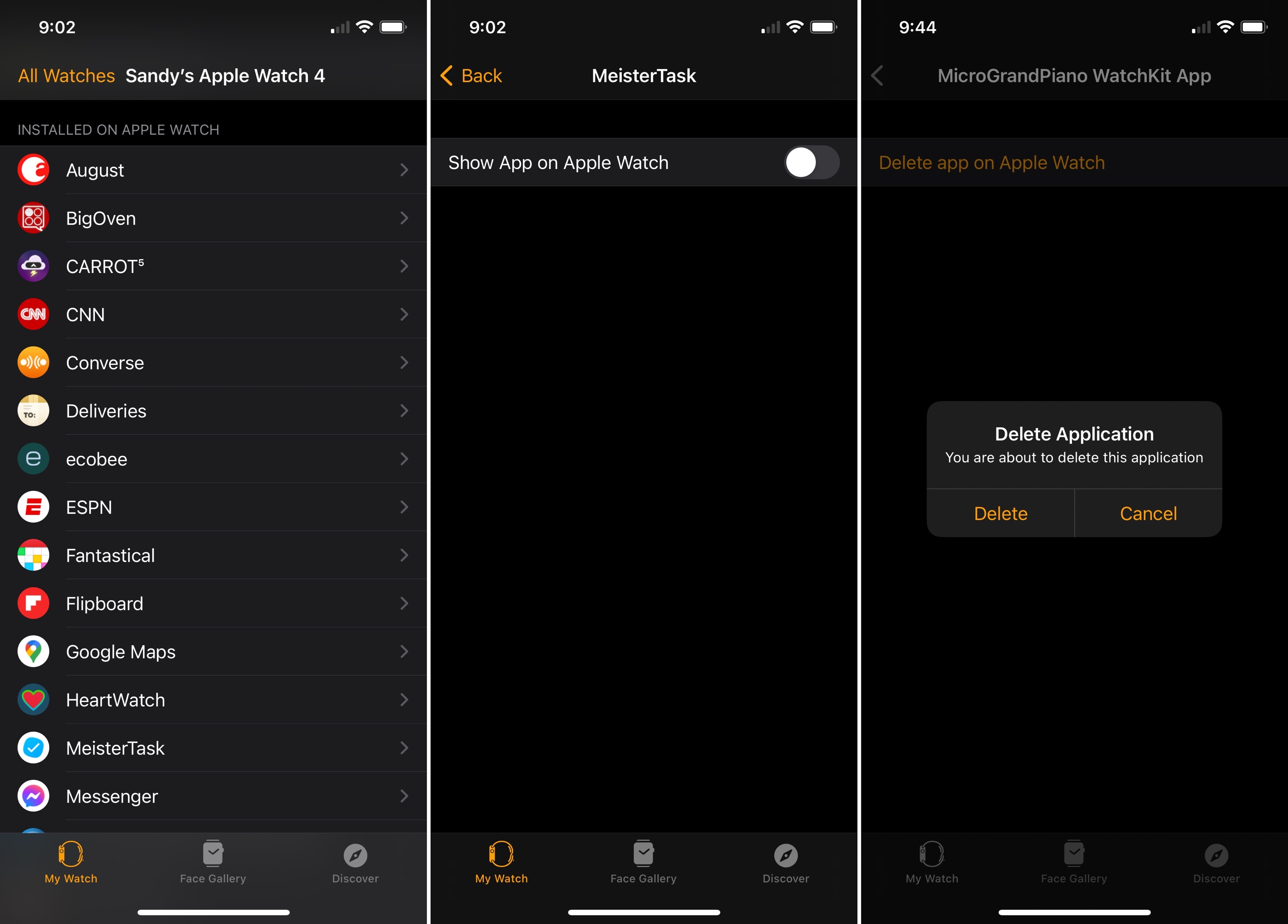 Apple Watch Rimuovi app o Elimina
