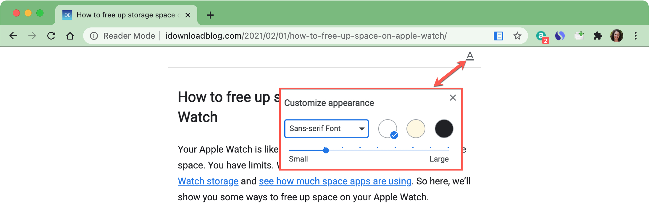 Chrome Abilita la modalità Reader cambia aspetto