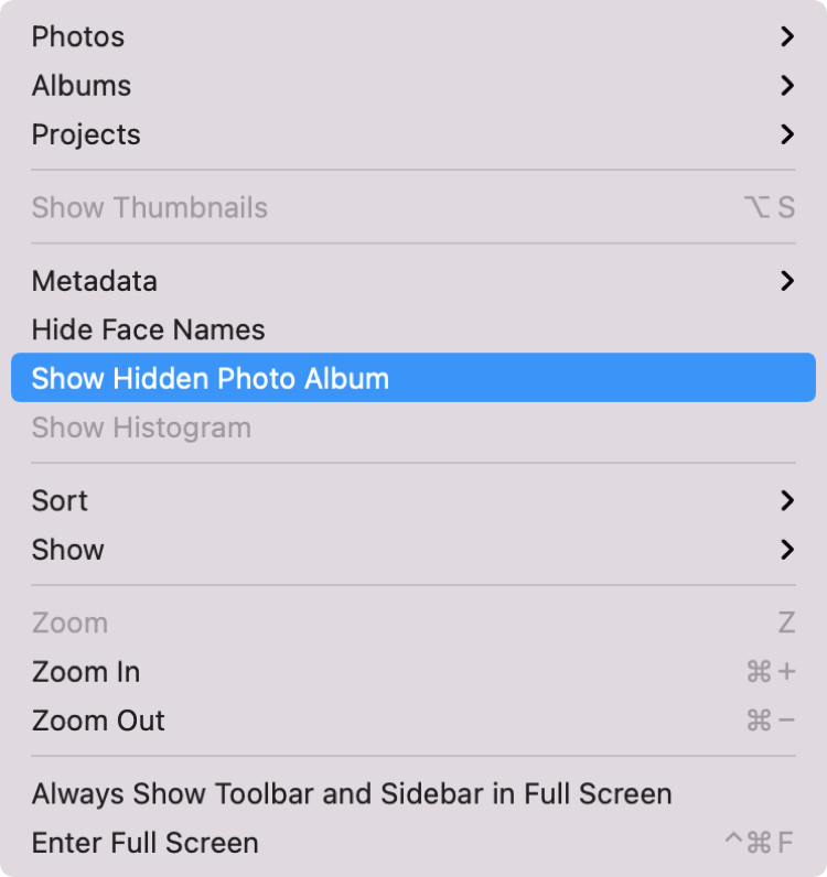 Mostra l'album fotografico nascosto su Mac