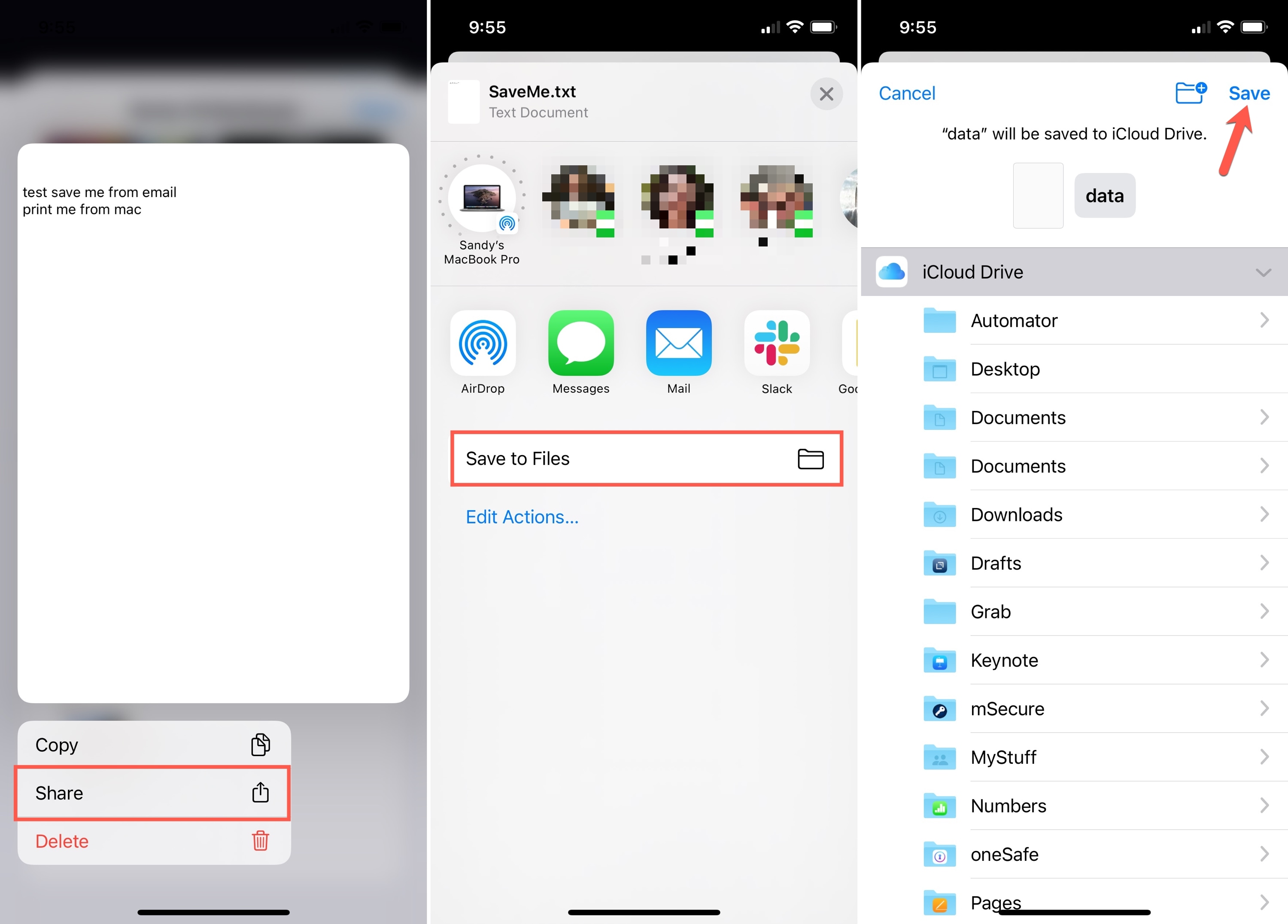 Messaggi iPhone Salva file