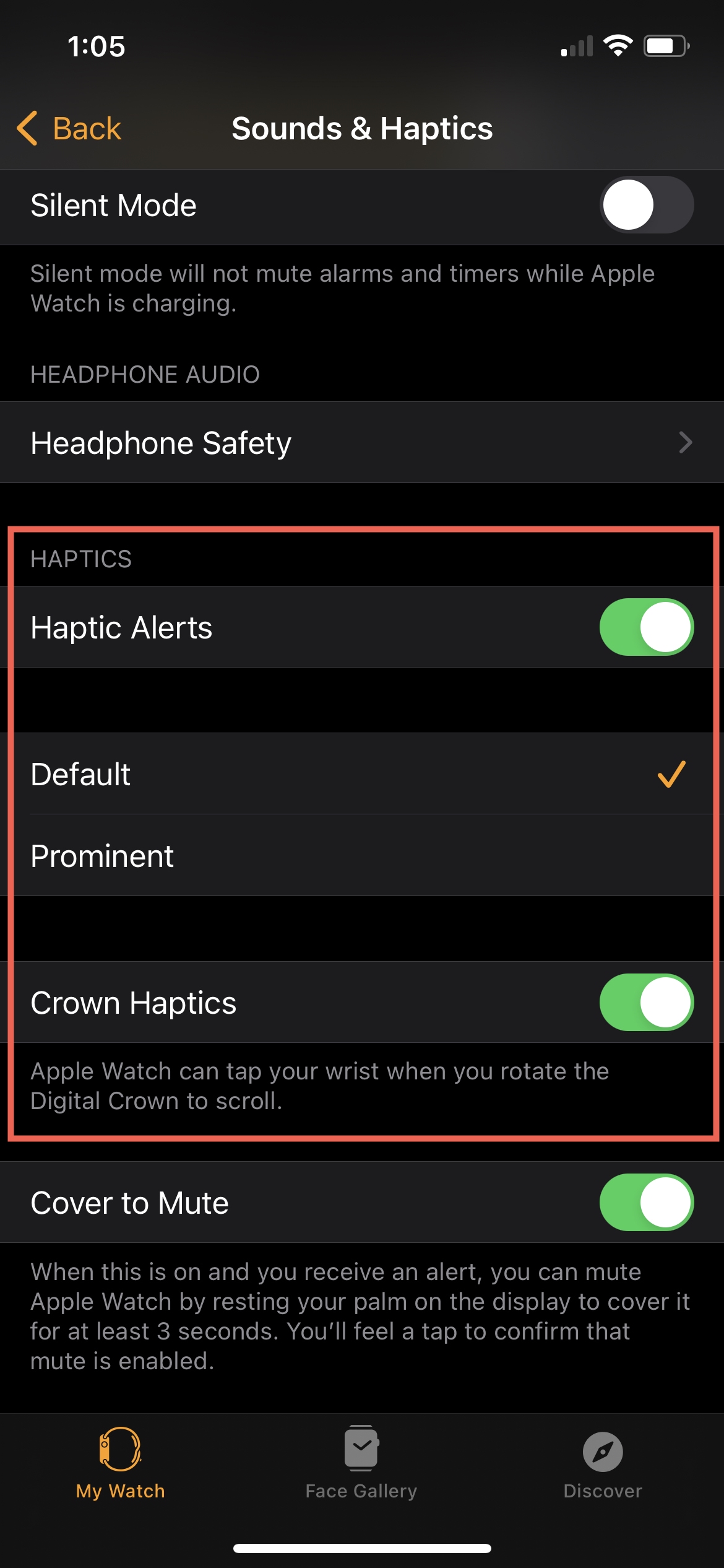 Avvisi aptici predefiniti in Watch su iPhone