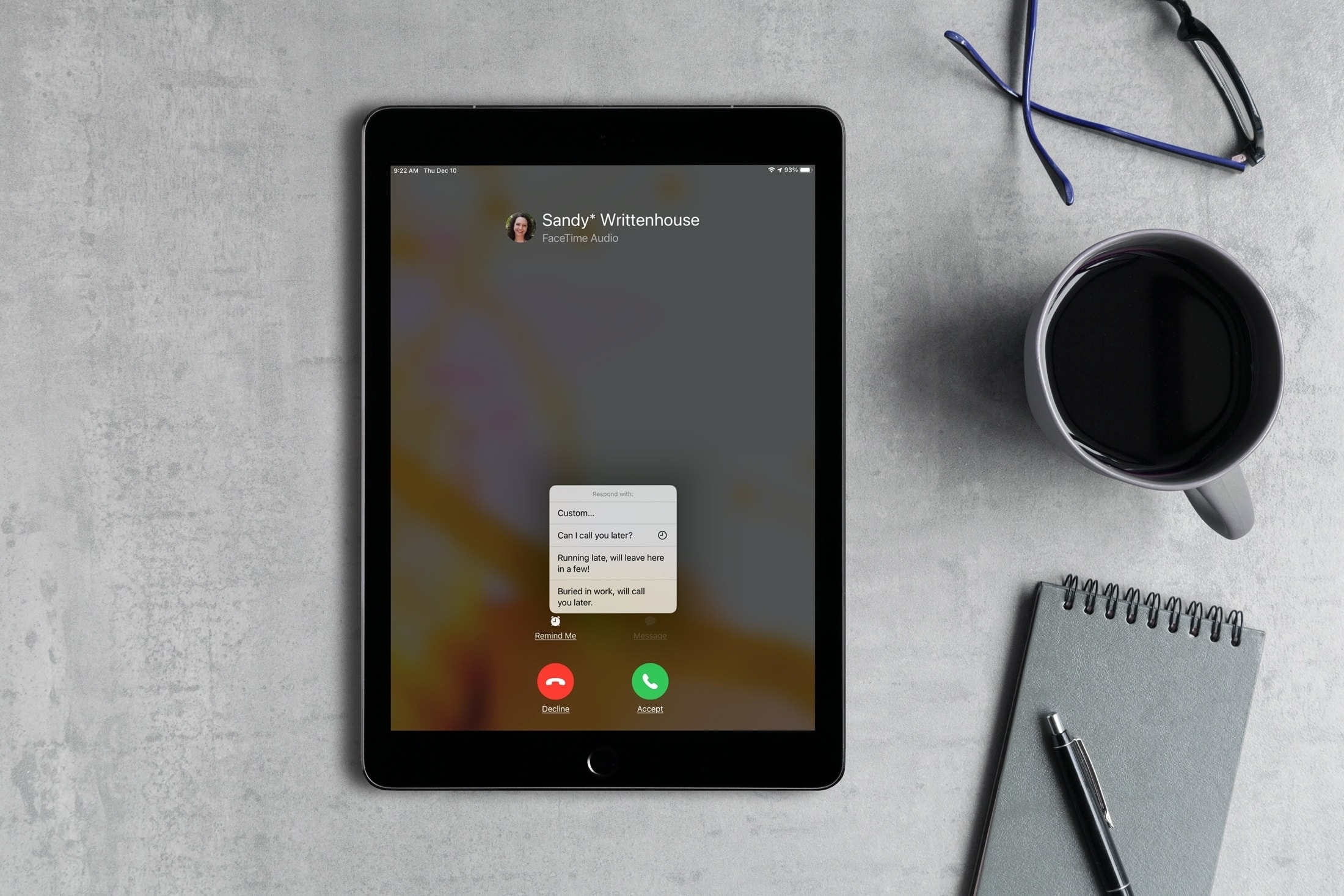 FaceTime Call su iPad Rispondi con il testo
