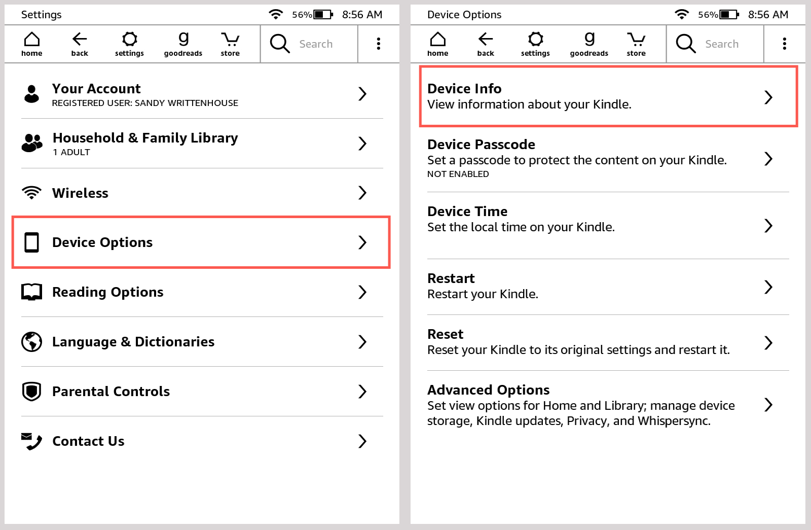 Informazioni sul dispositivo Kindle Paperwhite
