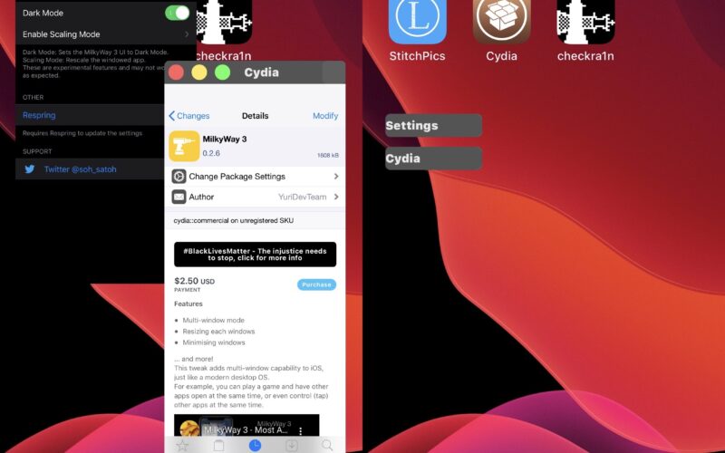 MilkyWay 3 potenzia la produttività multitasking sui telefoni jailbroken