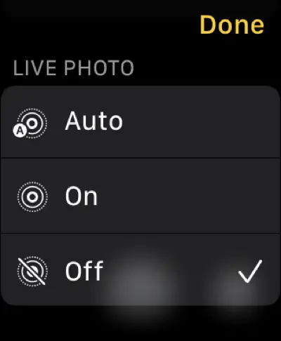 Live Photo in Camera Remote su Apple Watch