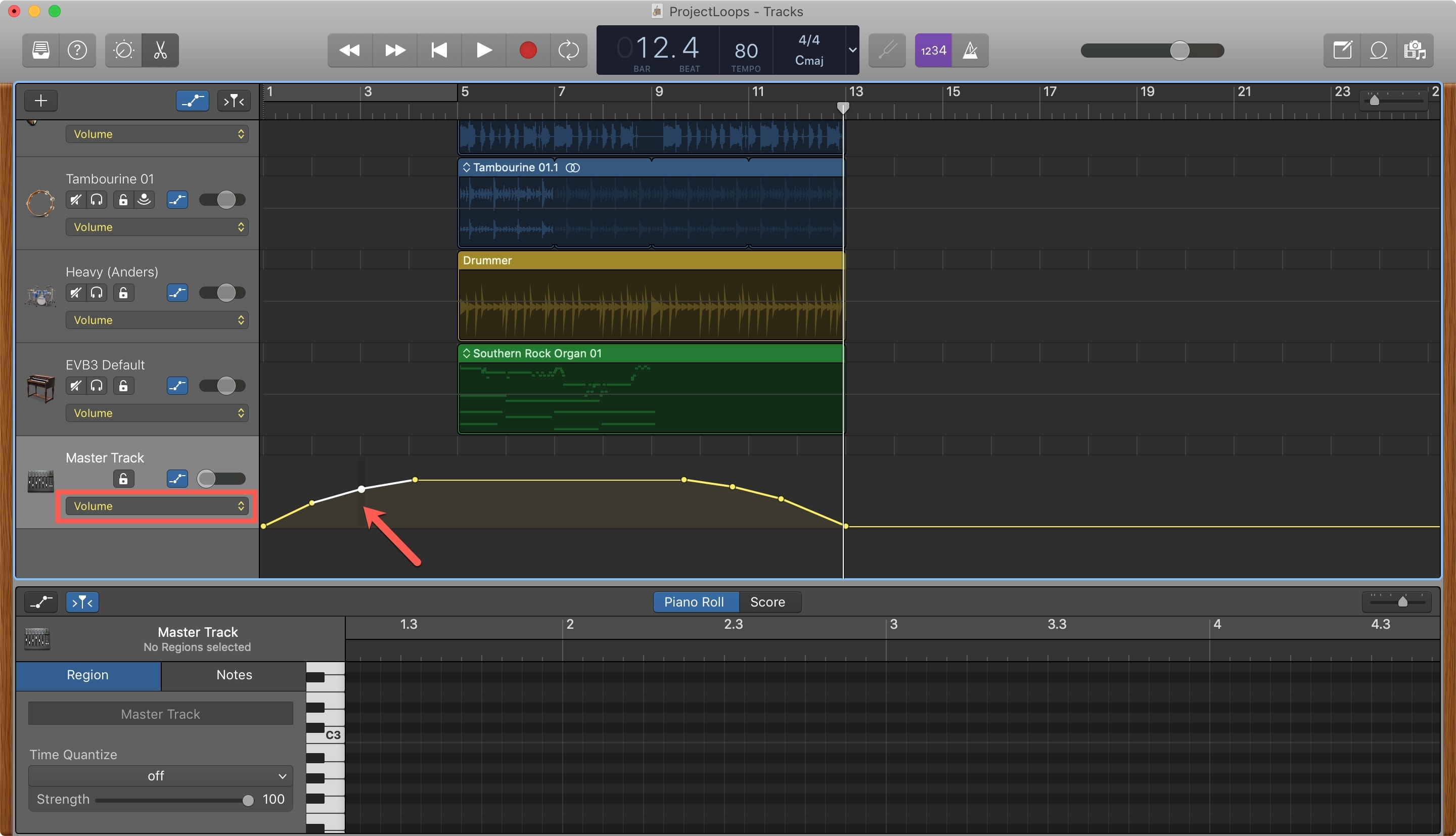 Crea dissolvenza in GarageBand Mac