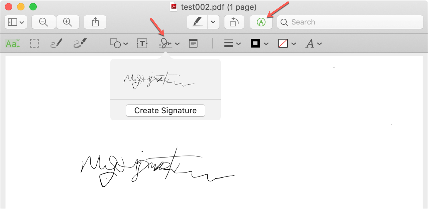 Anteprima markup Aggiungi firma Mac