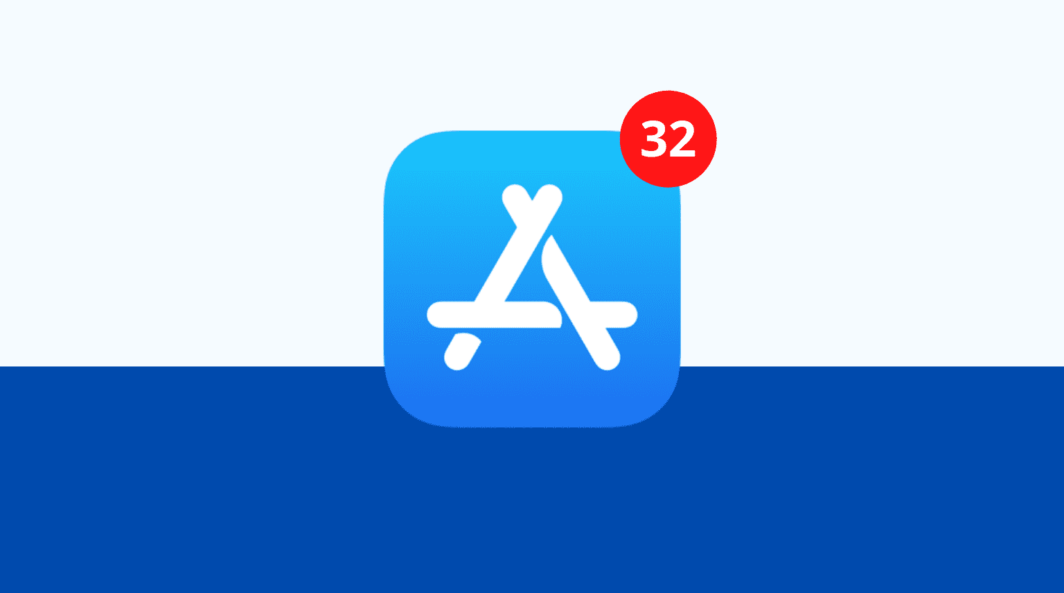 Logo Apple App Store con aggiornamenti in sospeso in badge rosso