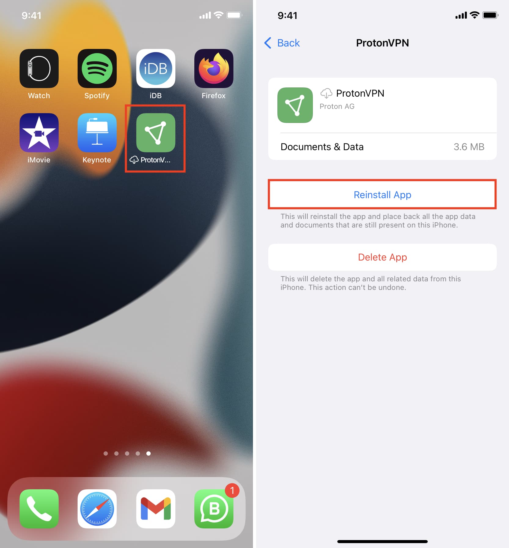 Reinstalla l'app scaricata su iPhone