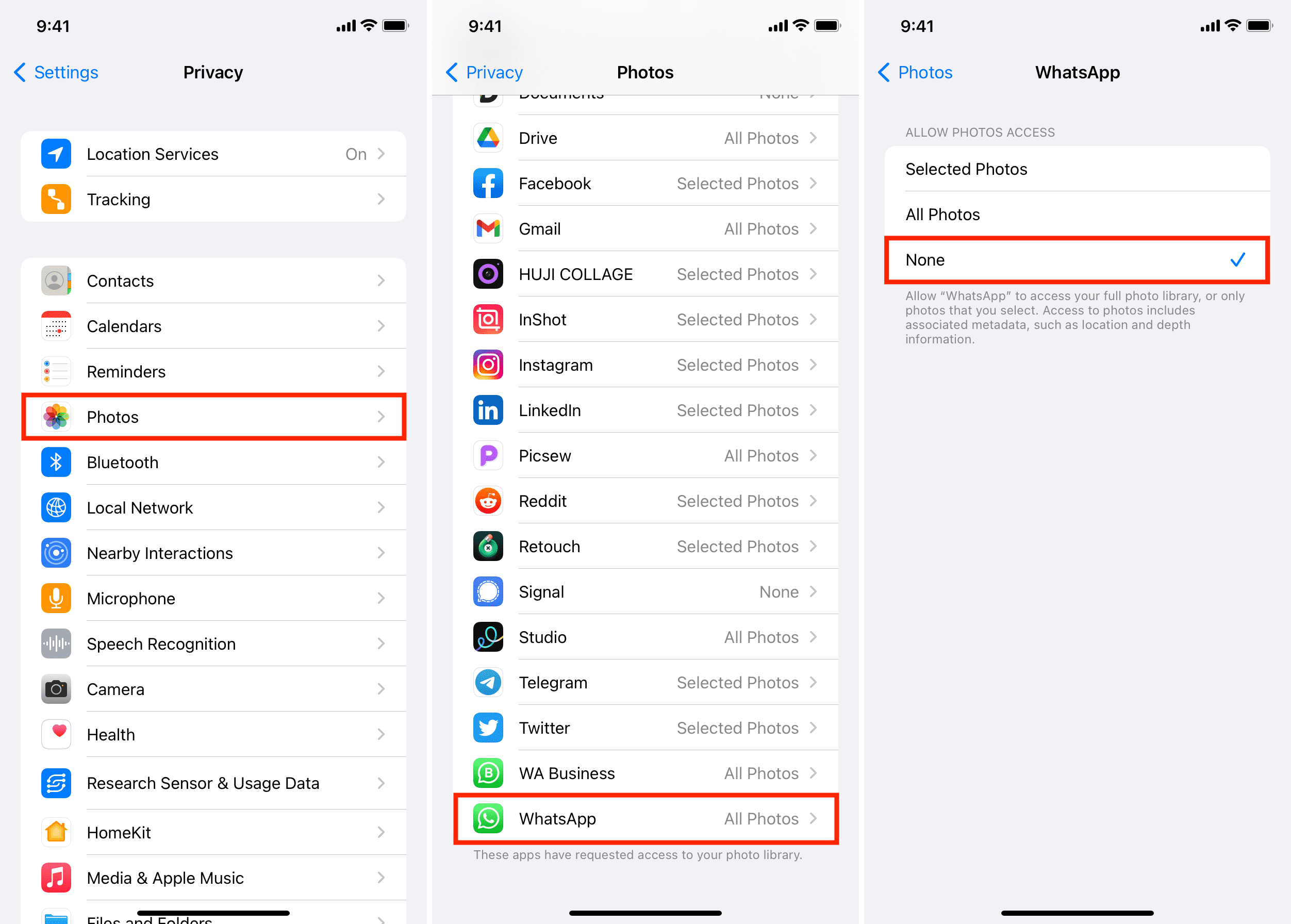 Impedisci a WhatsApp di accedere all'app Foto del tuo iPhone