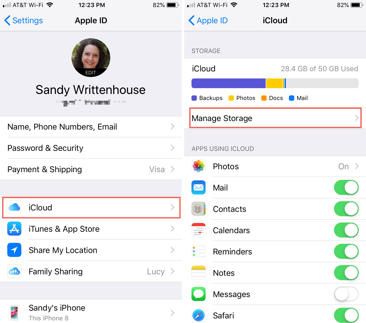 Impostazioni iCloud Gestisci spazio di archiviazione su iPhone