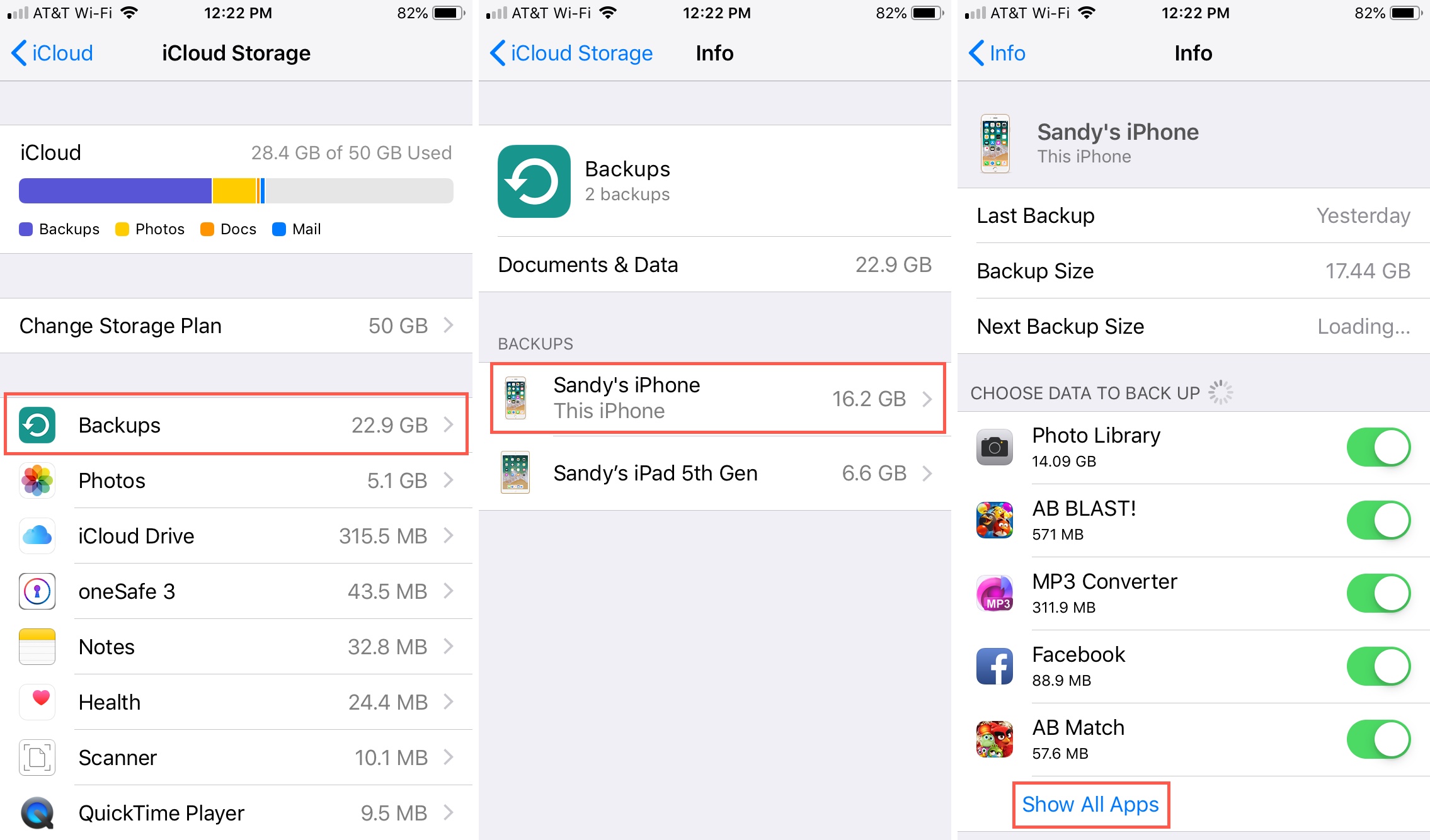 Backup delle app del mio dispositivo per il backup