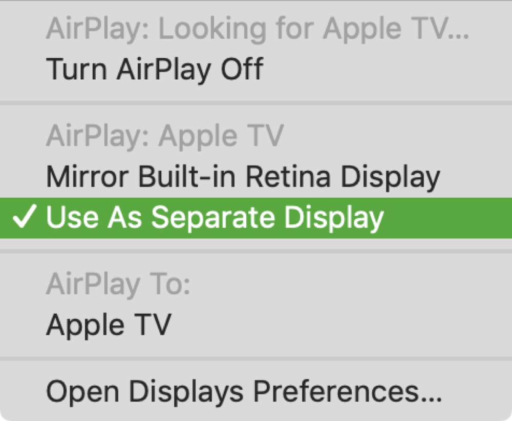 Utilizzare Apple TV come display separato