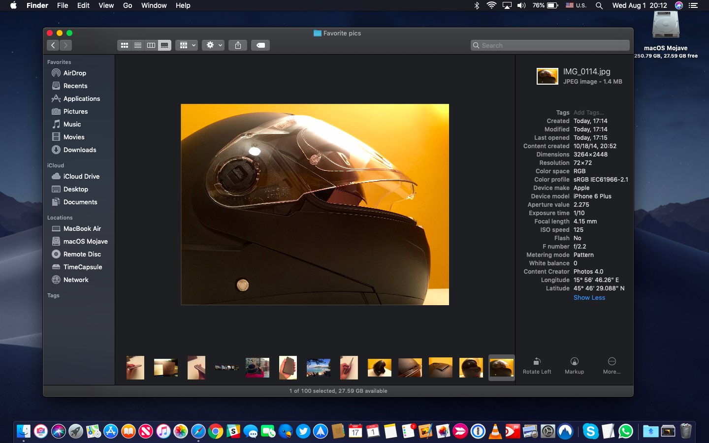 Puoi anche mostrare più o meno metadati di un file 