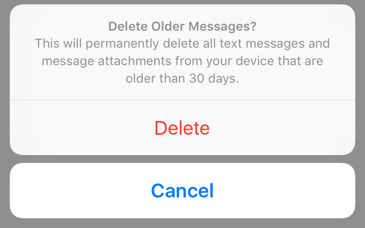 Conferma l'eliminazione dei vecchi messaggi