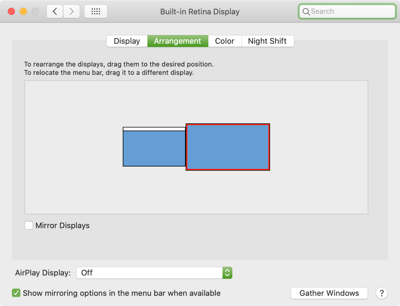 Disposizione dei display esterni del Mac