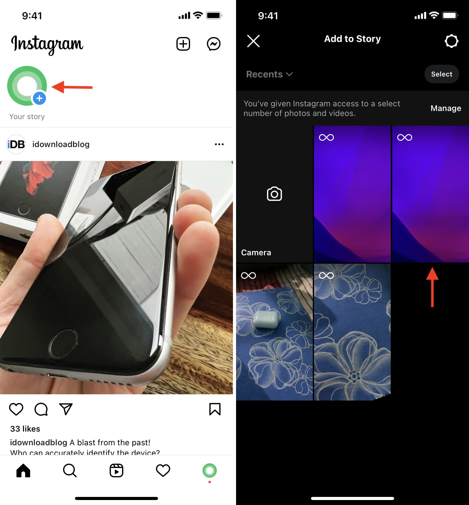 Scegli Live Photo da pubblicare sulla storia di Instagram su iPhone