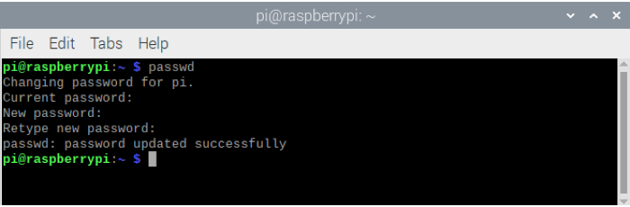 Modifica la password Raspberry Pi nel terminale