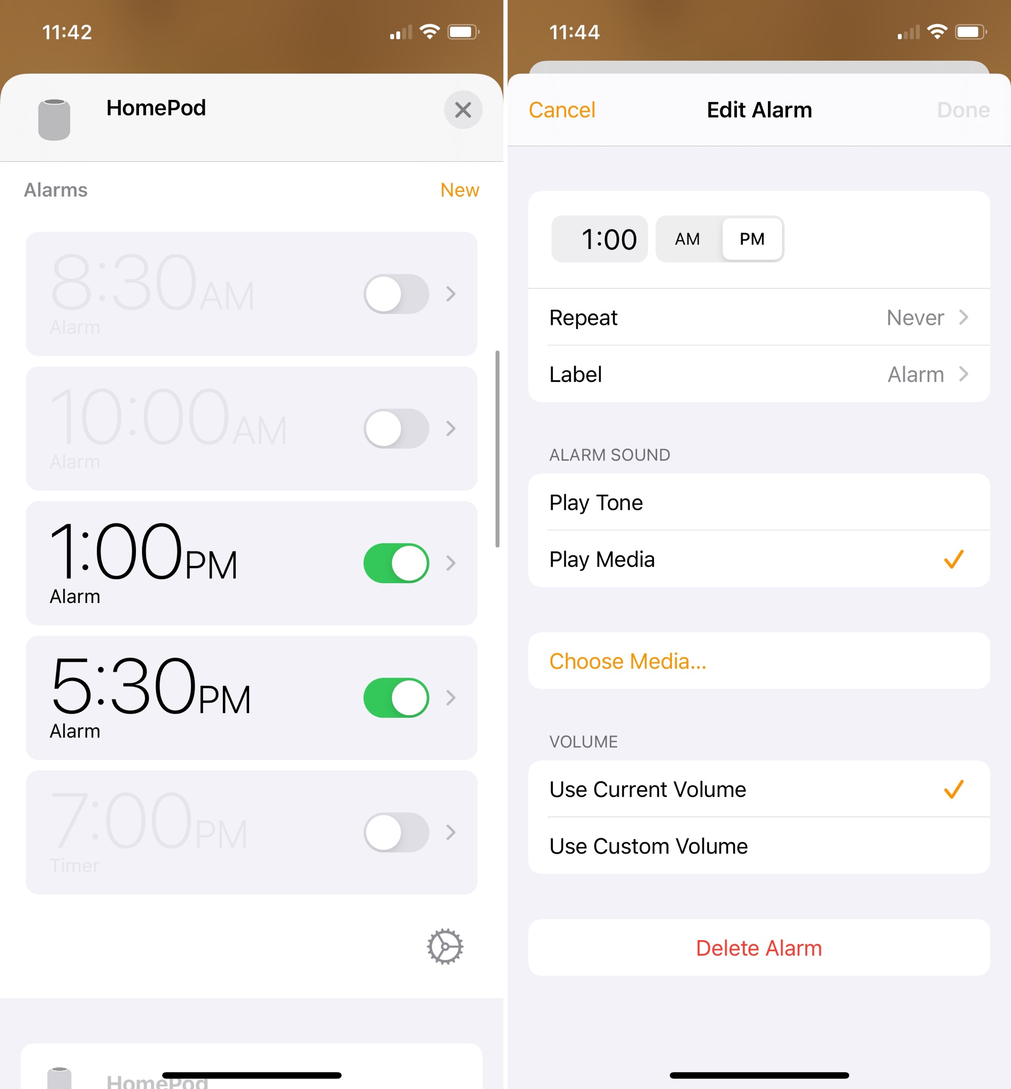 Modifica gli allarmi di HomePod su iPhone