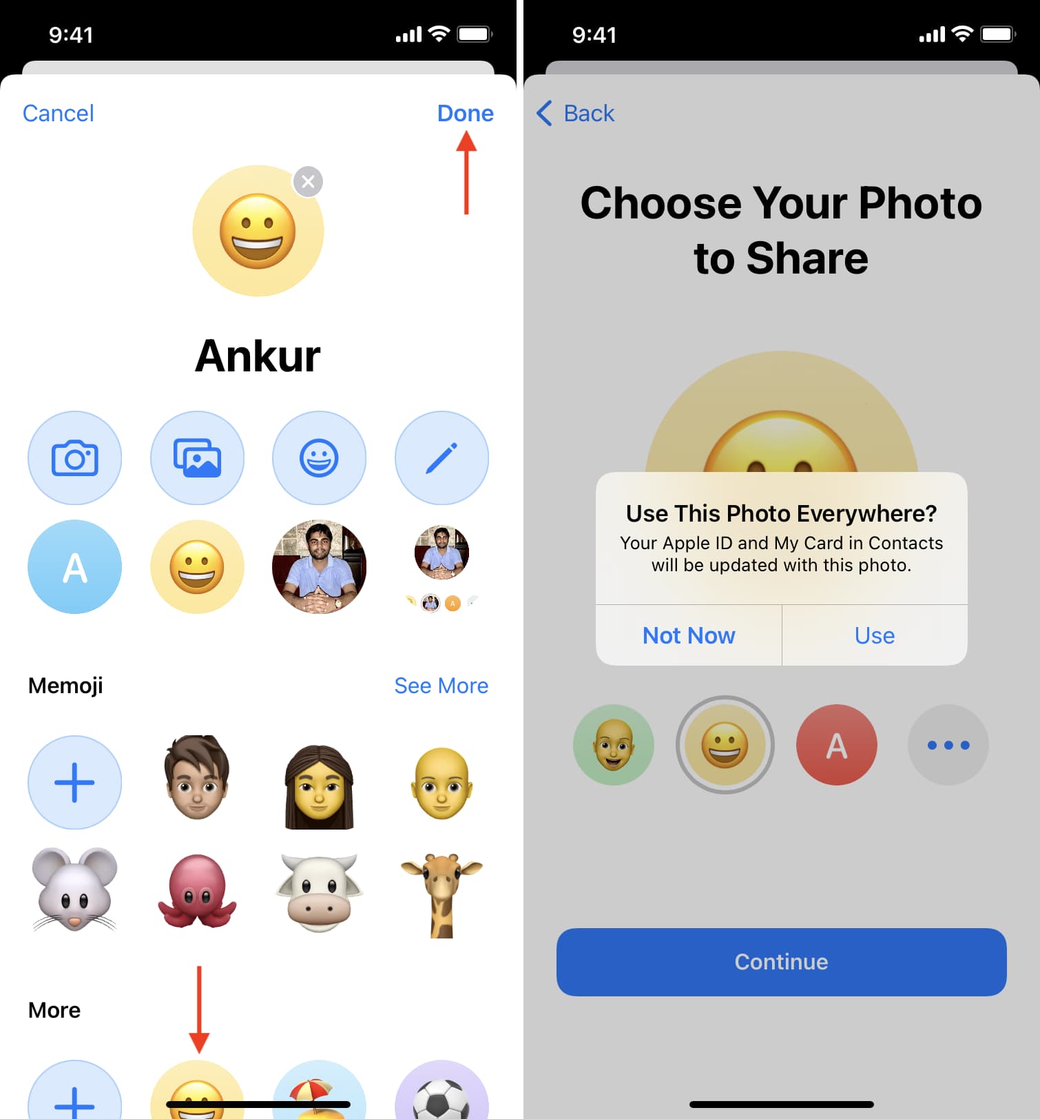 Usa questa foto ovunque popup nelle impostazioni dei messaggi di iPhone