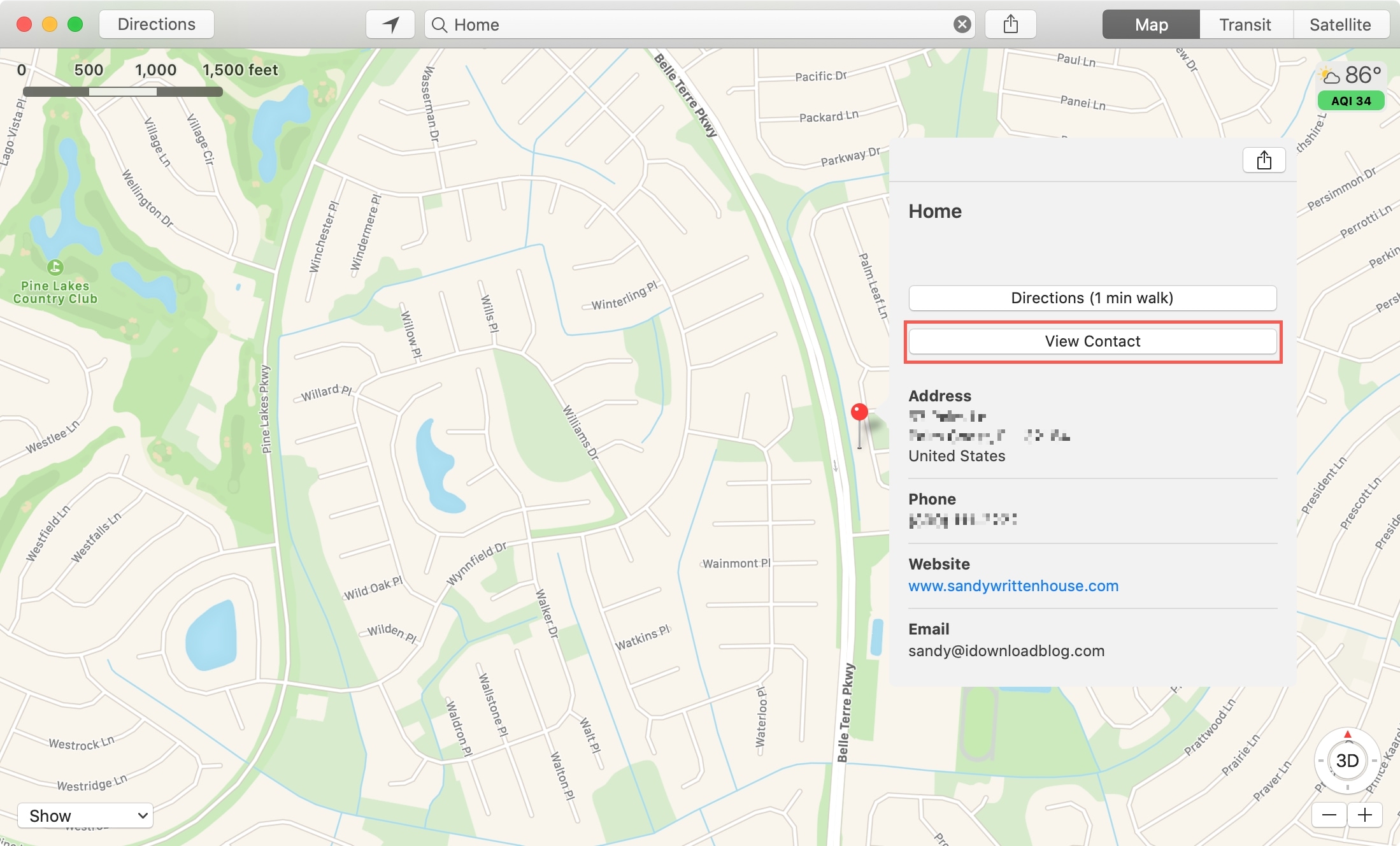 Mappe Visualizza Contatto Mac