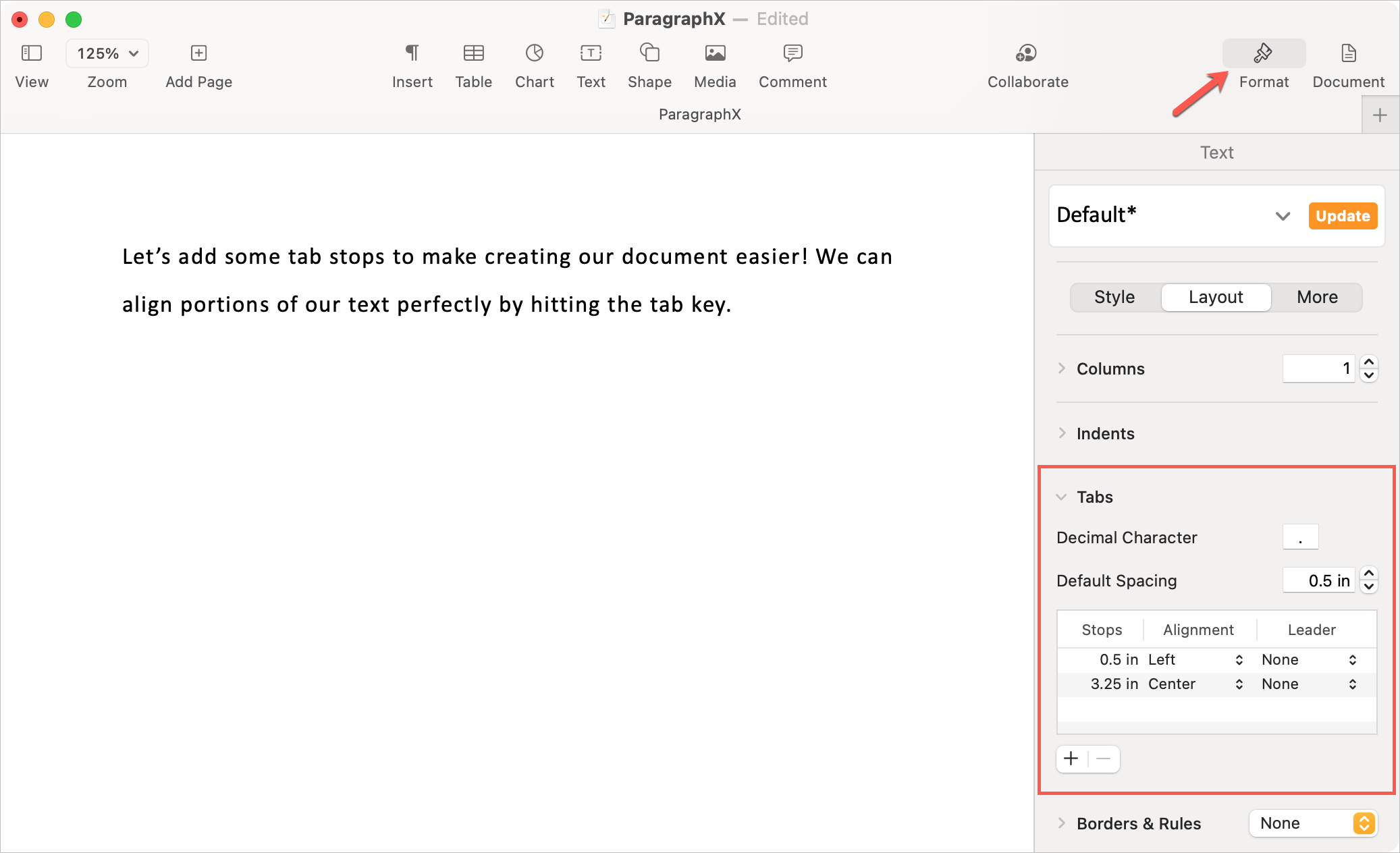 La scheda interrompe l'utilizzo della barra laterale del formato di pagine su Mac
