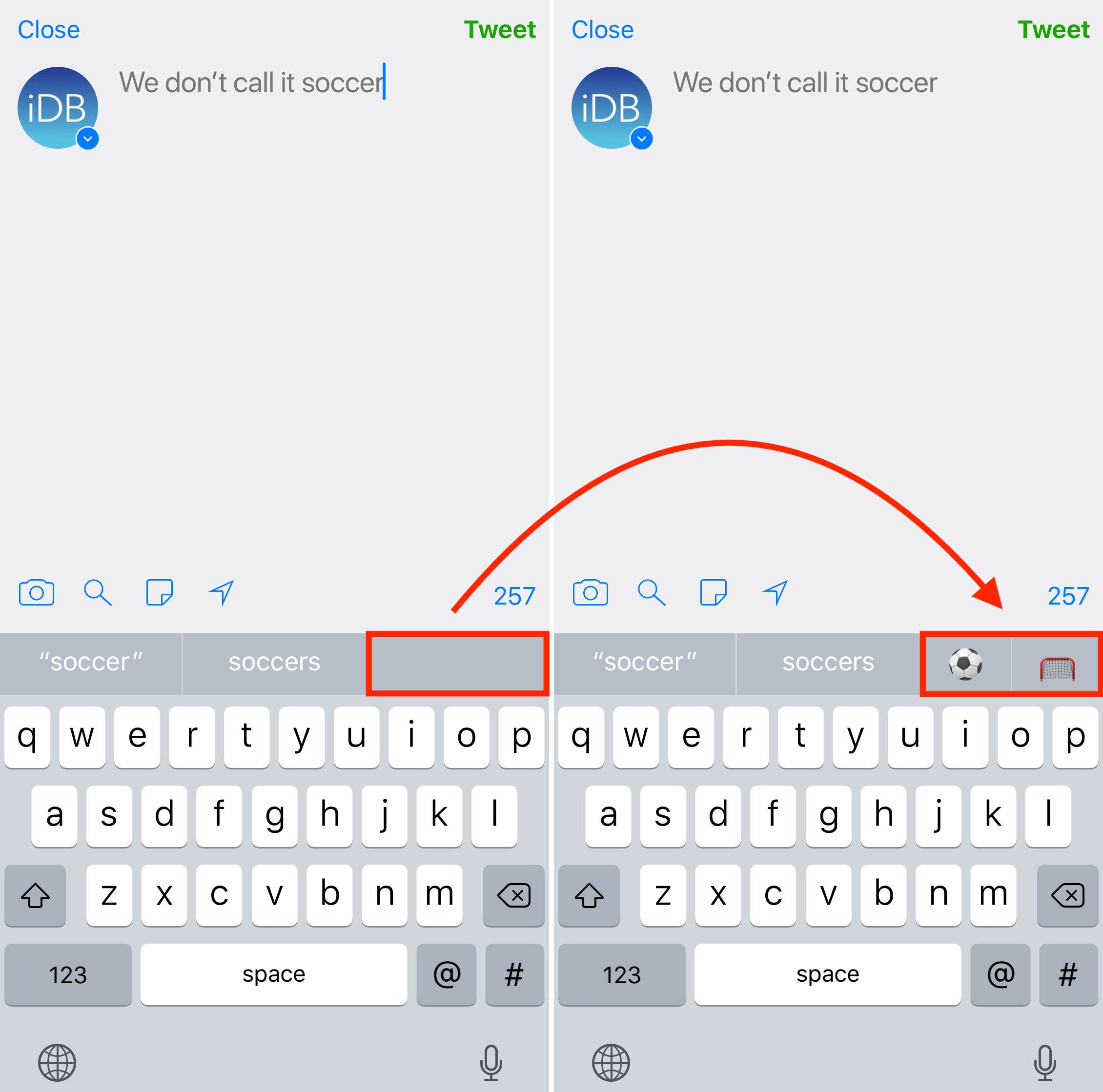 Correggi la previsione delle emoji per un'app per iPhone
