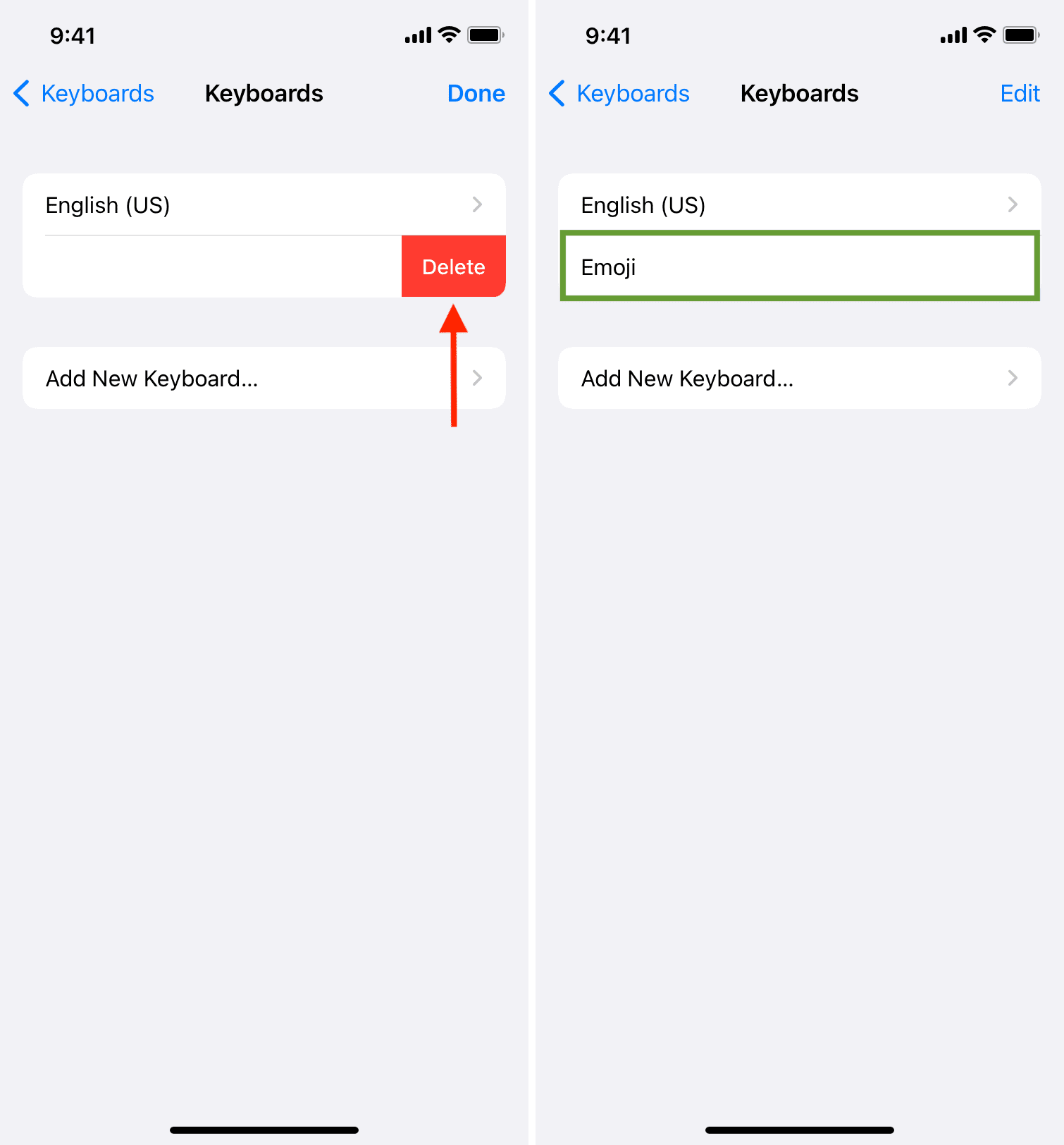 Elimina e aggiungi nuovamente la tastiera Emoji su iPhone