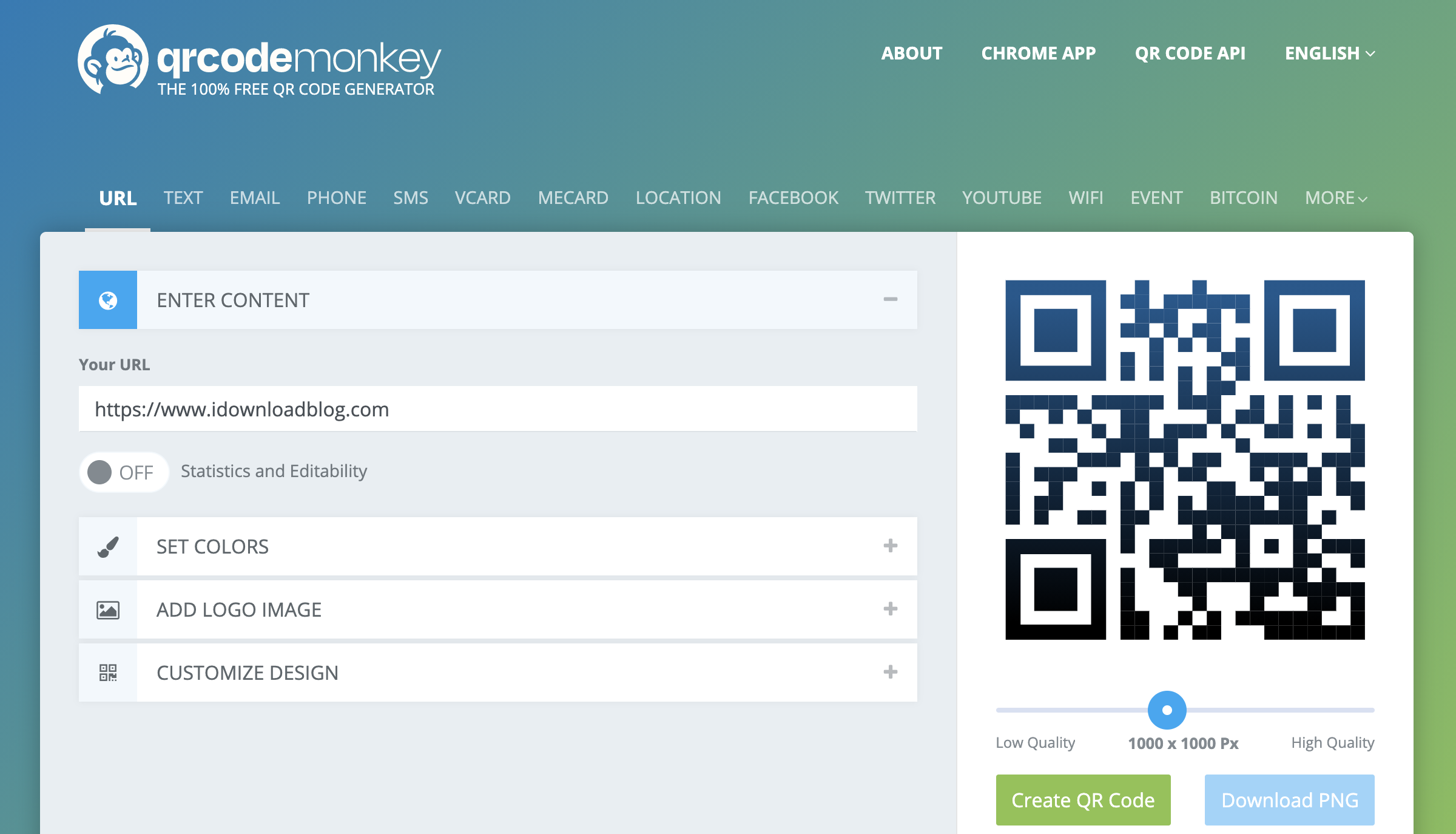 qrcode monkey per creare un codice QR su Mac