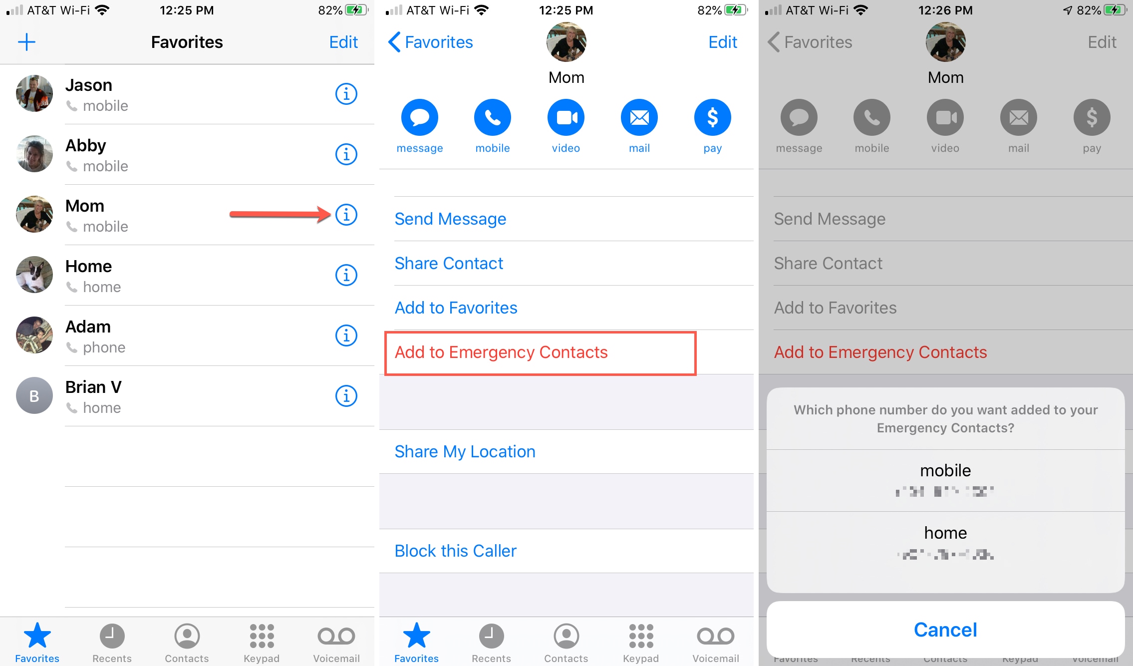 Telefonata Aggiungi contatti di emergenza iPhone