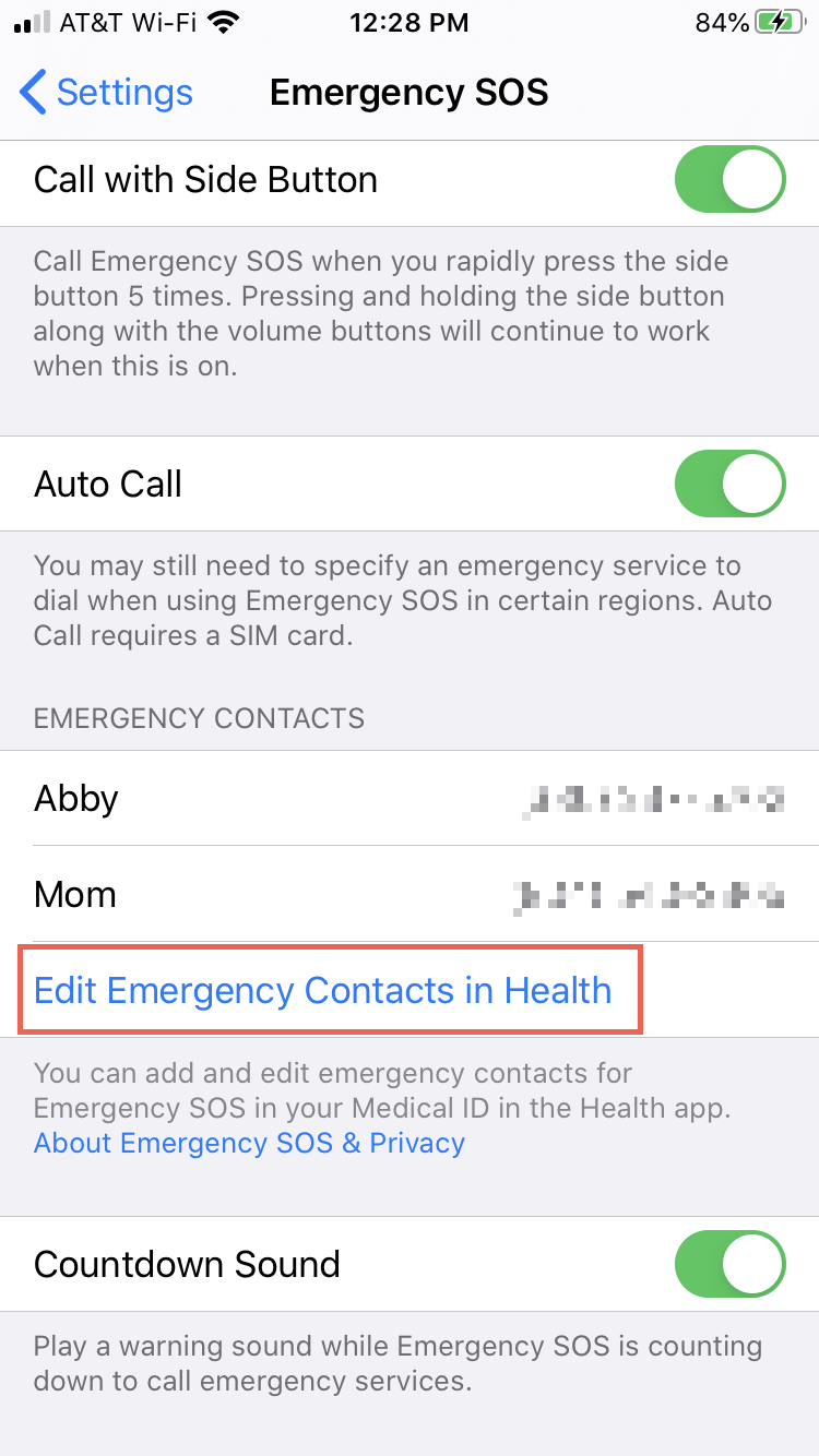 Impostazioni Aggiungi contatti di emergenza iPhone