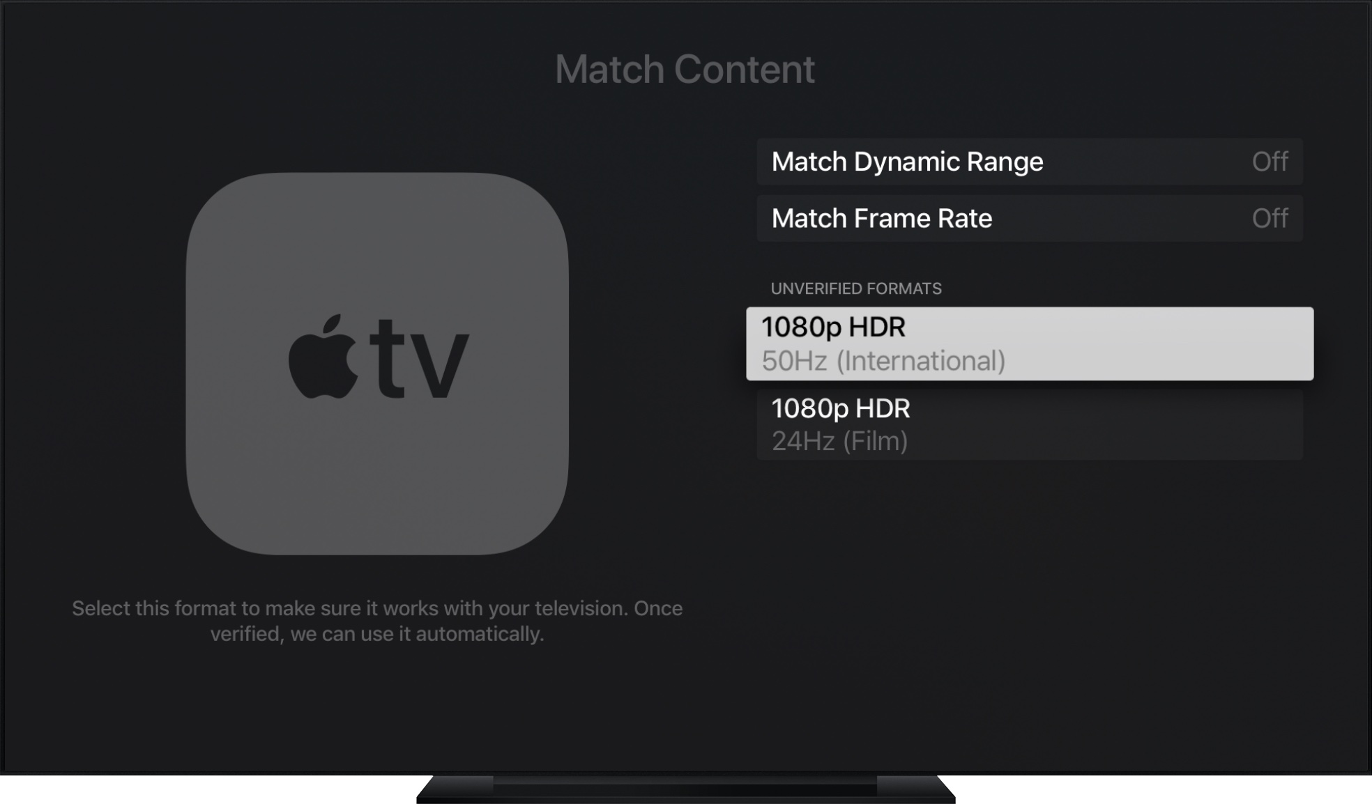 formati video non verificati di apple tv