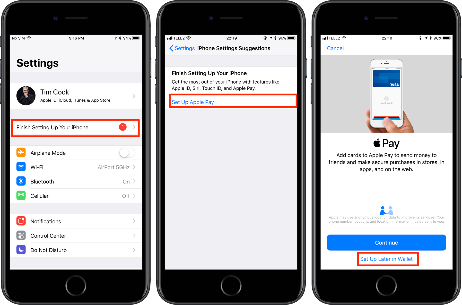 termina la configurazione del tuo iPhone - configura più tardi