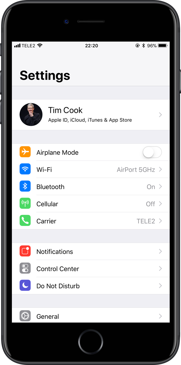 Impostazioni dell'iPhone