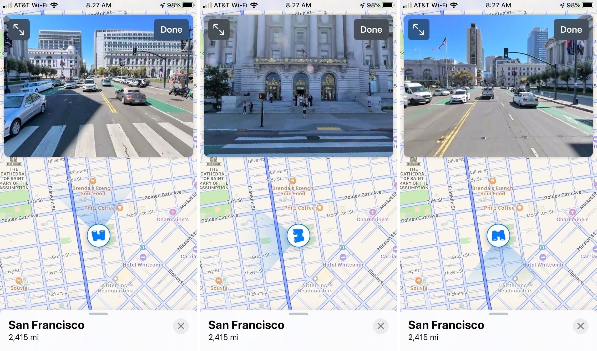 Le mappe guardano intorno Street View con la mappa di San Francisco