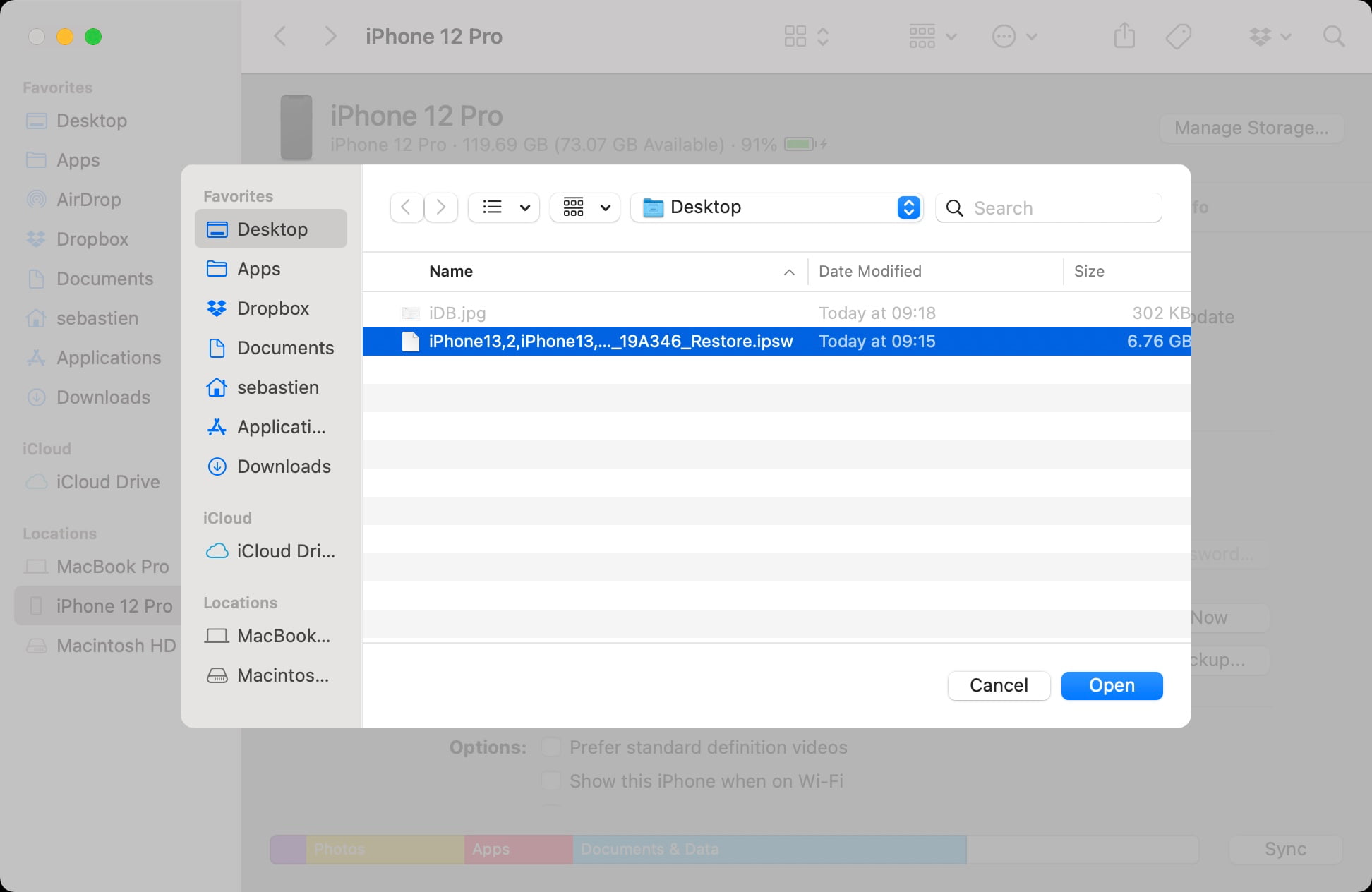 Seleziona la versione pubblica di iOS