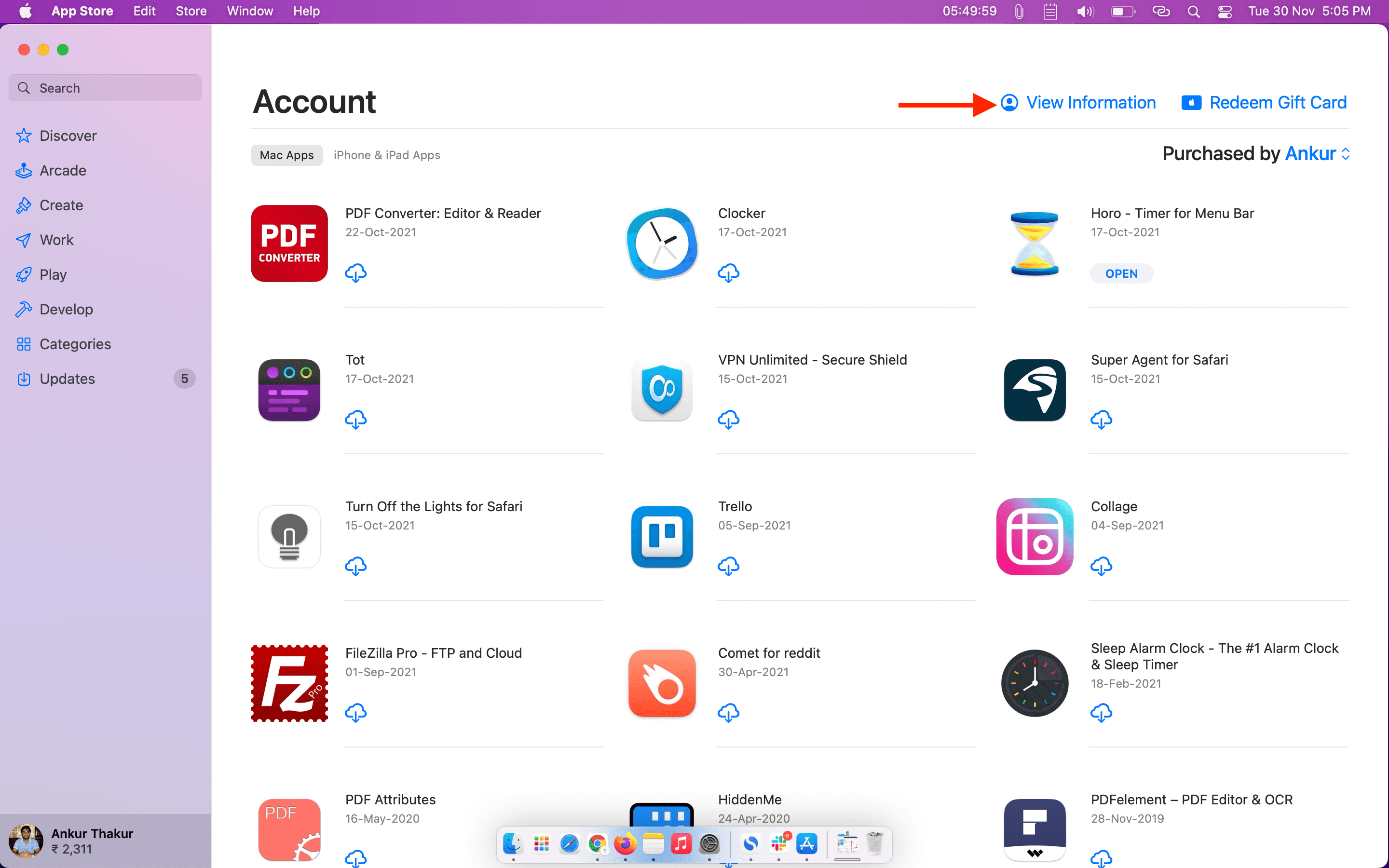 Visualizza le informazioni su Mac App Store