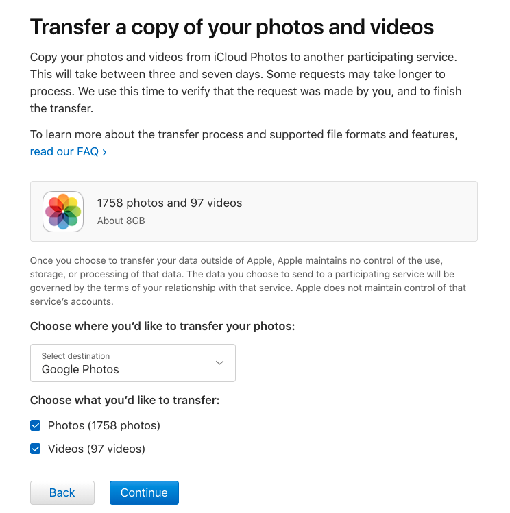 iCloud su Google Foto