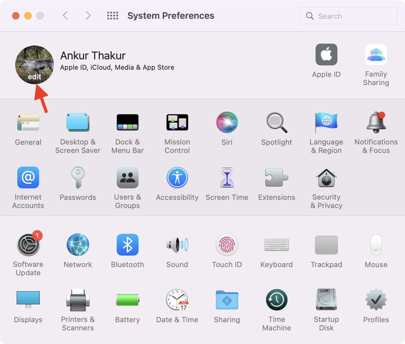 Modifica l'immagine del profilo nelle Preferenze di Sistema del Mac