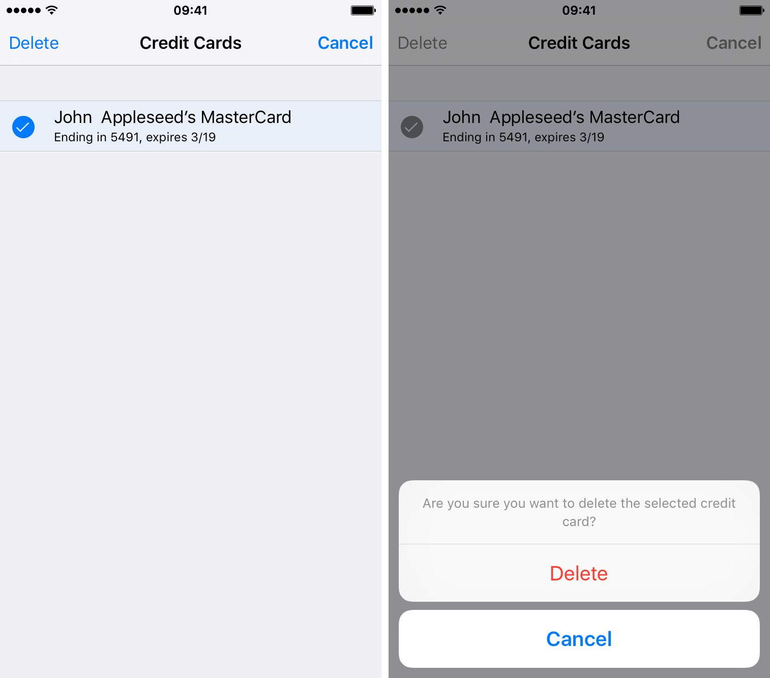 Elimina safari con carta di credito