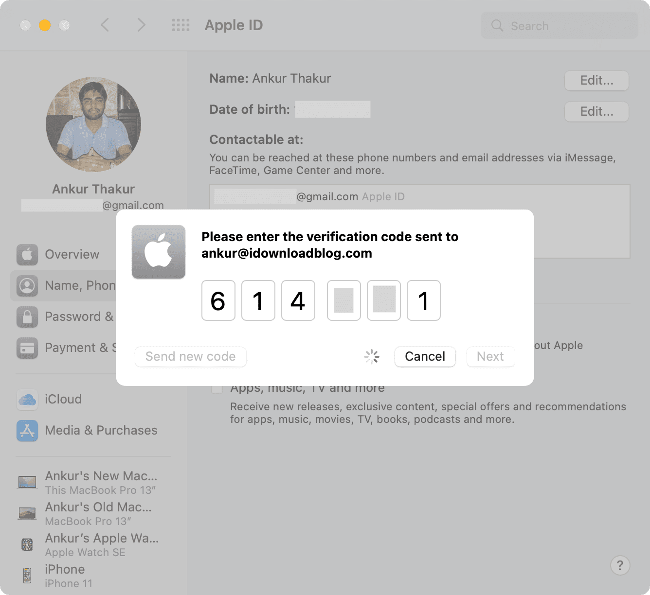 Nuova email aggiunta all'ID Apple Mac