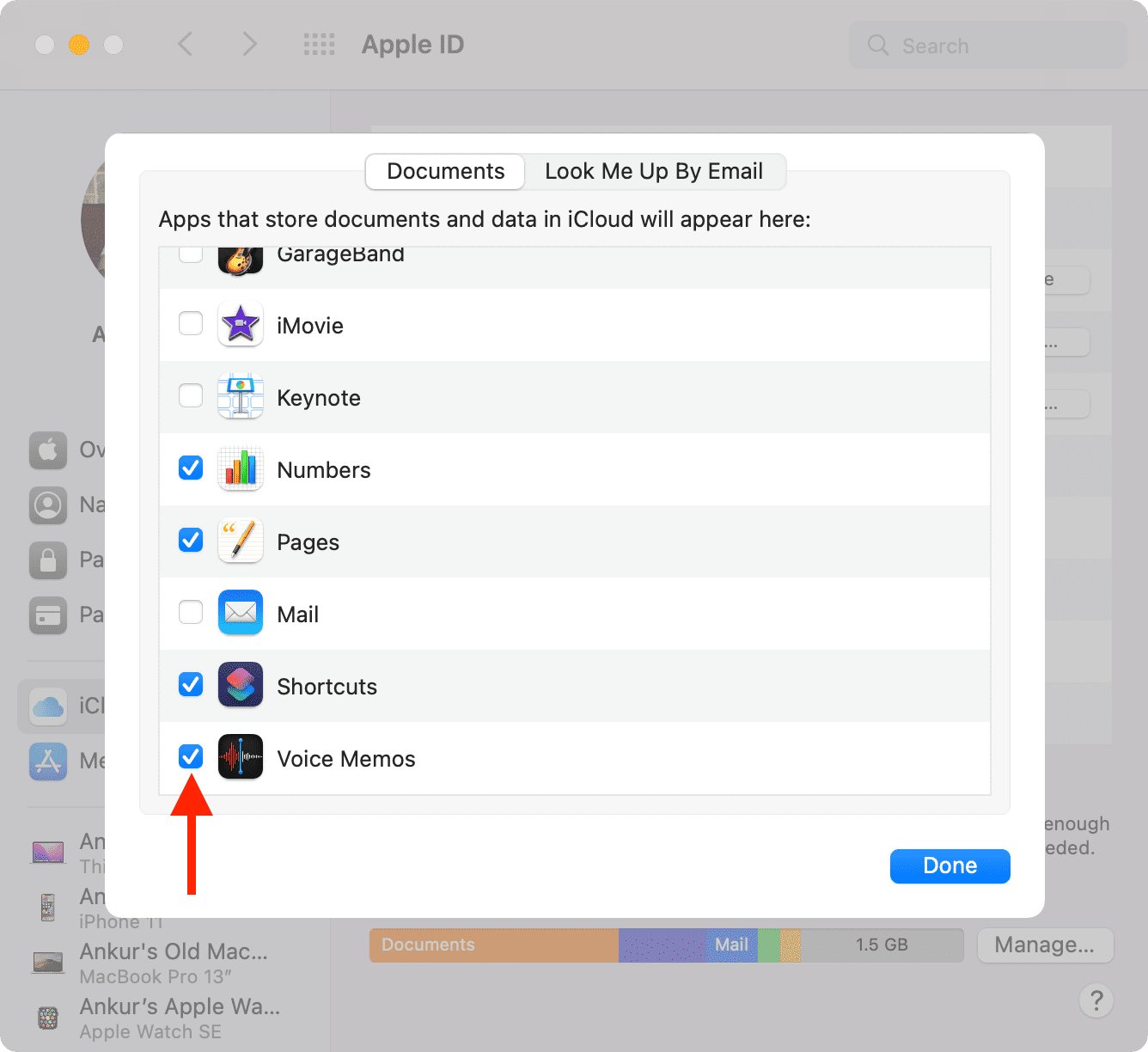 Abilita i memo vocali per iCloud Drive su Mac