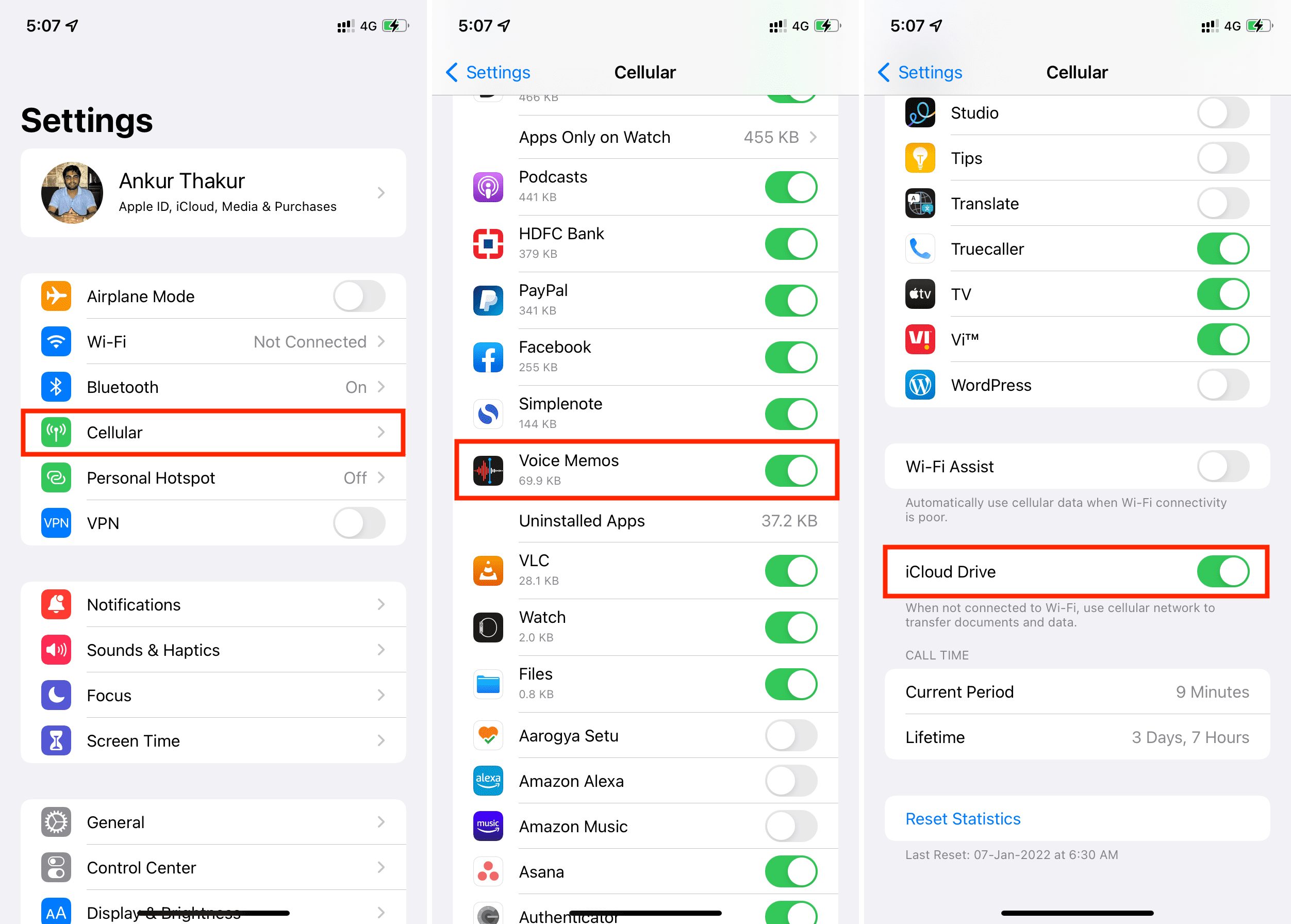 Abilita la rete dati per i memo vocali su iPhone