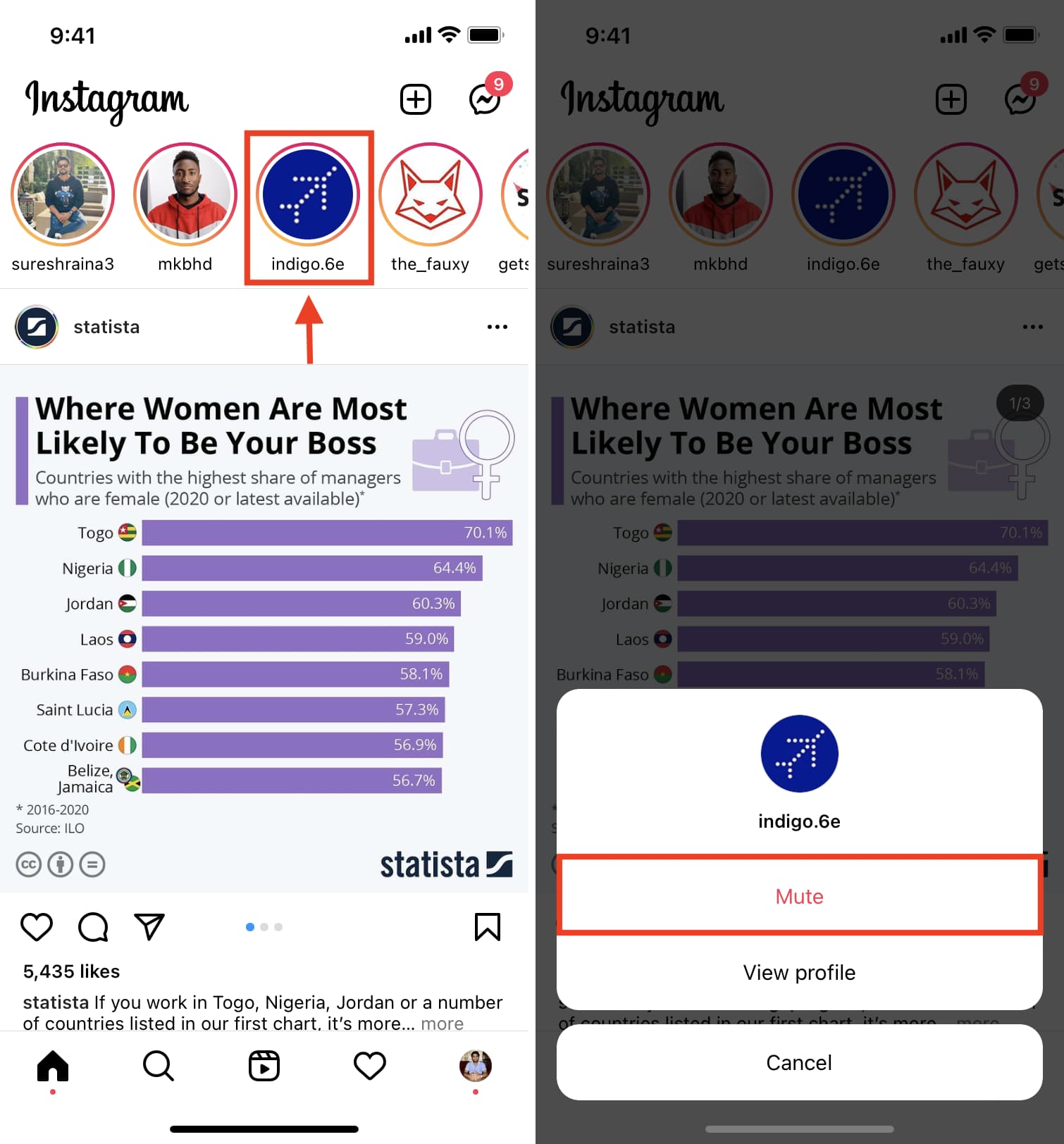 Disattiva rapidamente Instagram Story dal tuo feed