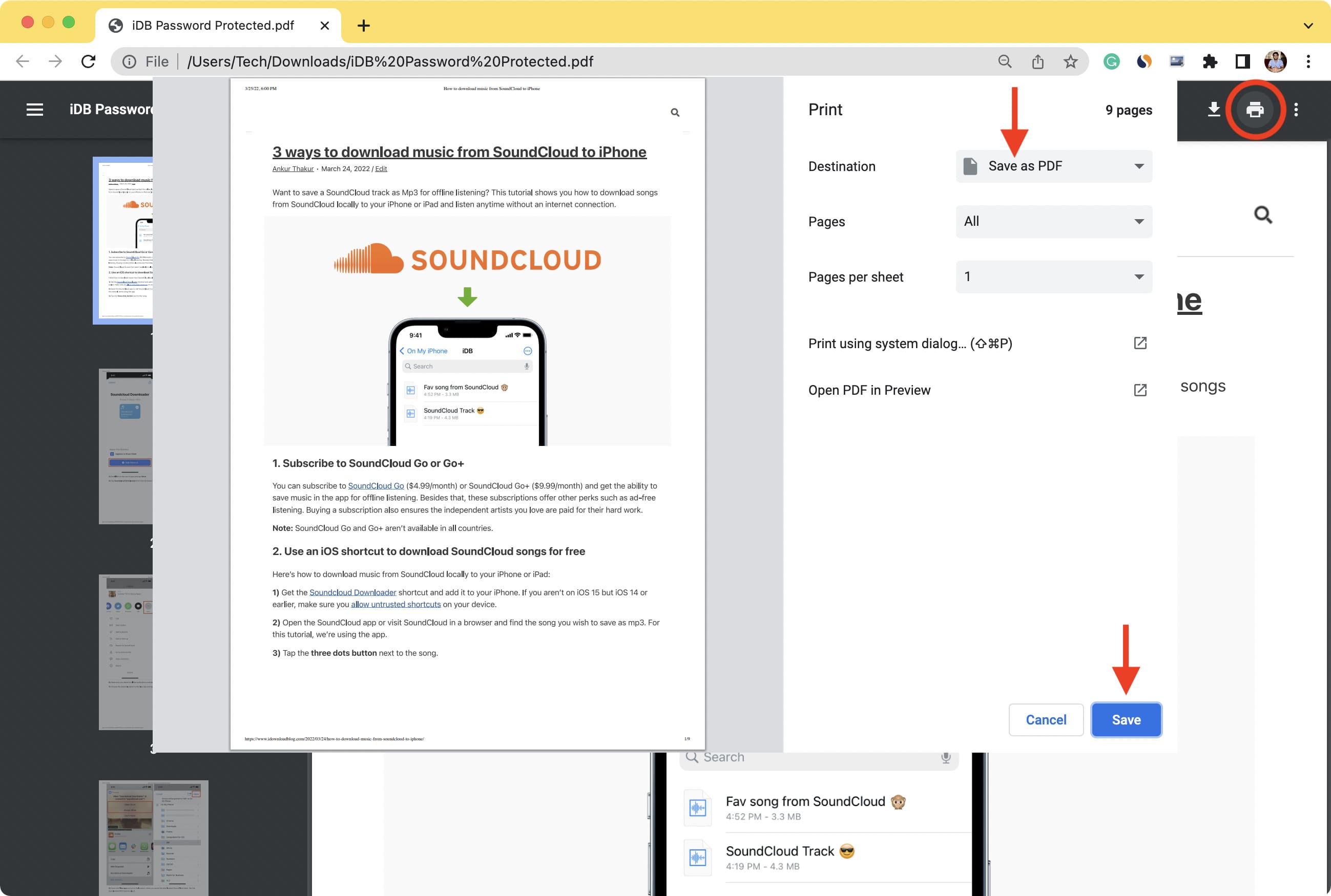 Rimuovi la password del PDF utilizzando Chrome su Mac