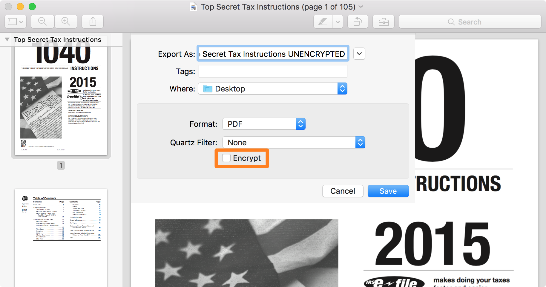 Decrittografa il file PDF su Mac prima dell'esportazione